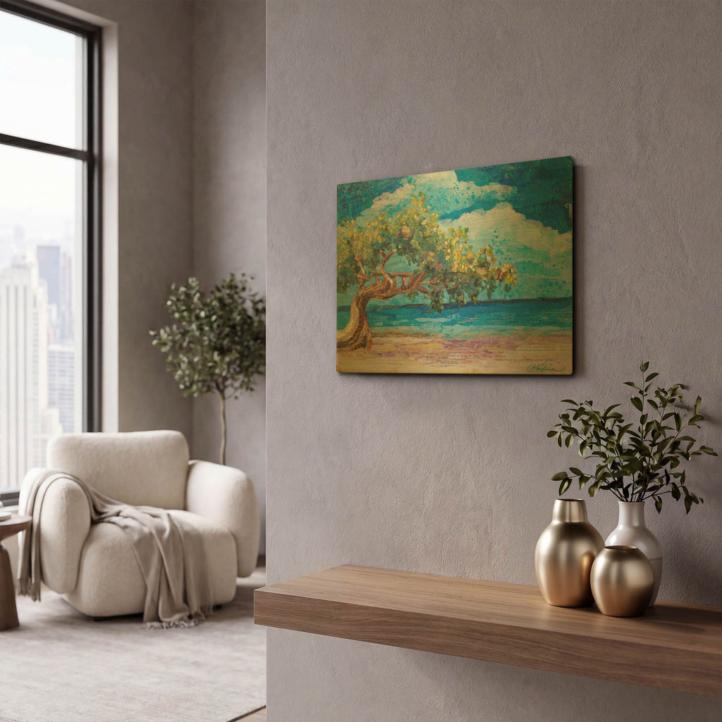 'Divi Divi Tree' By St. Hilaire Elizabeth Gold Metal Wall Art