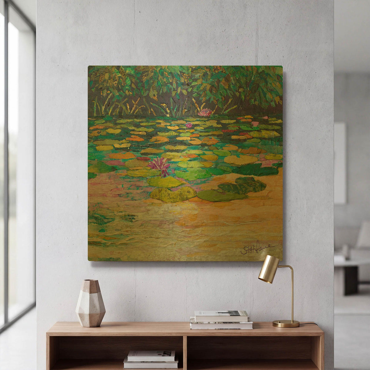 'Lily Pad Pond' By St. Hilaire Elizabeth Gold Metal Wall Art
