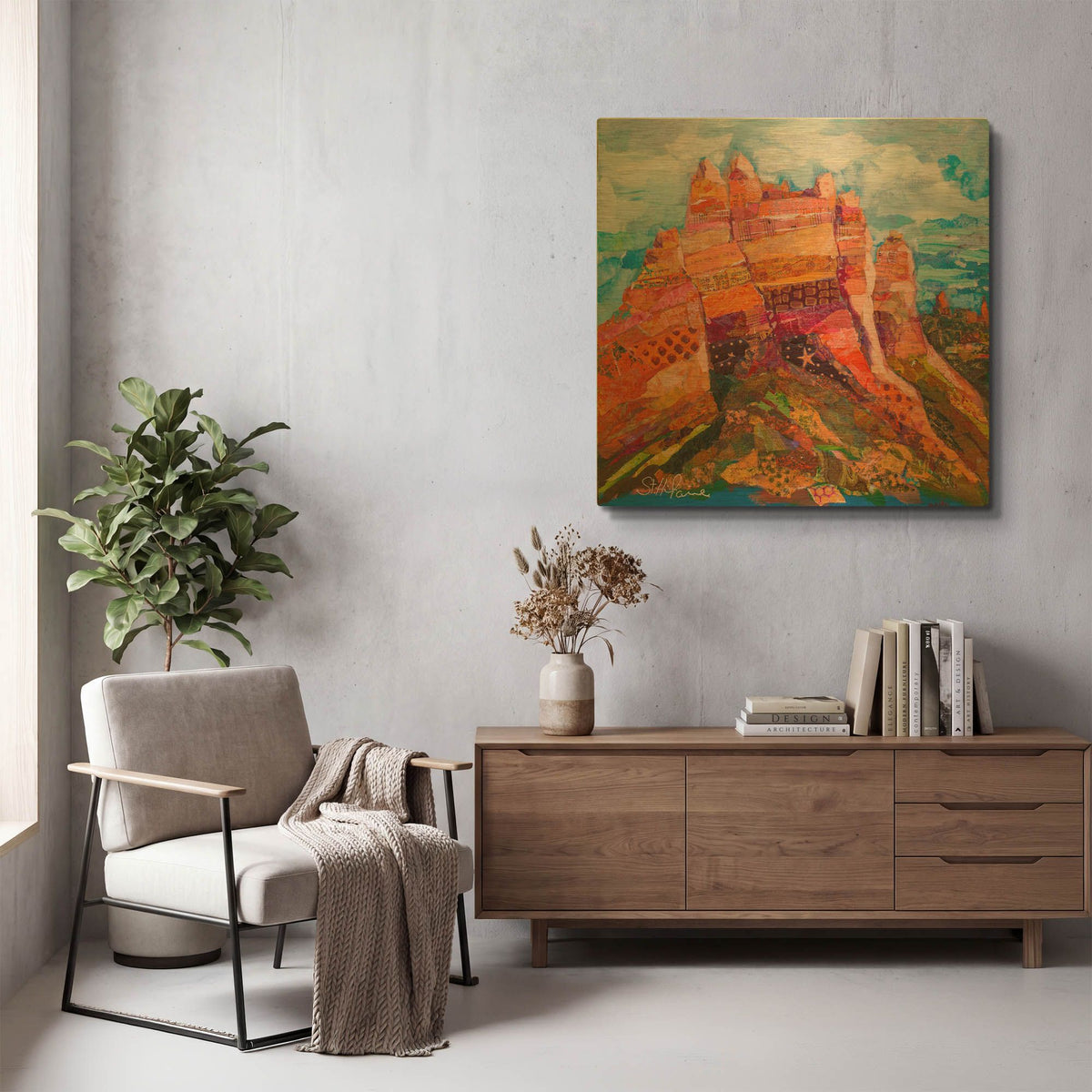 'Sedonas Last Look' By St. Hilaire Elizabeth Gold Metal Wall Art