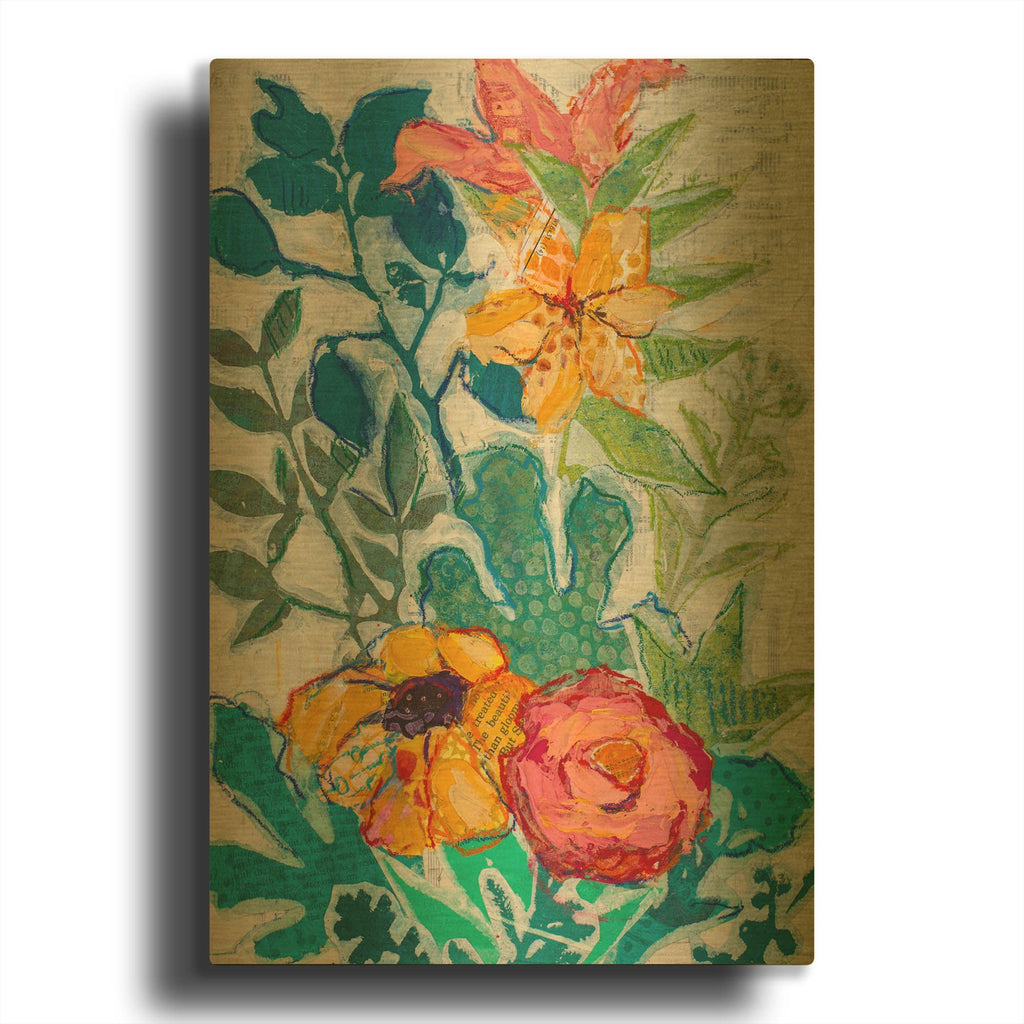 'My Mothers Garden A' By St. Hilaire Elizabeth Gold Metal Wall Art