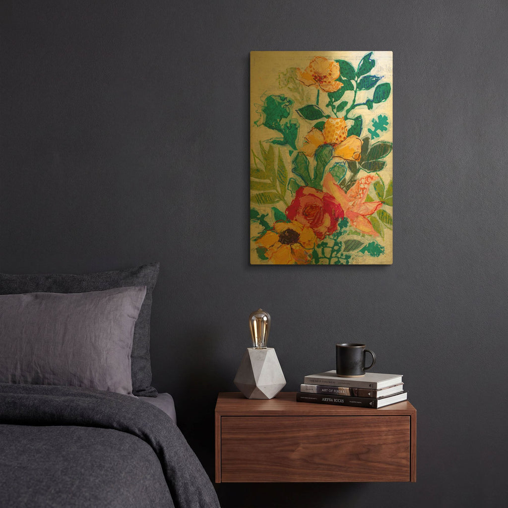 'My Mothers Garden B' By St. Hilaire Elizabeth Gold Metal Wall Art