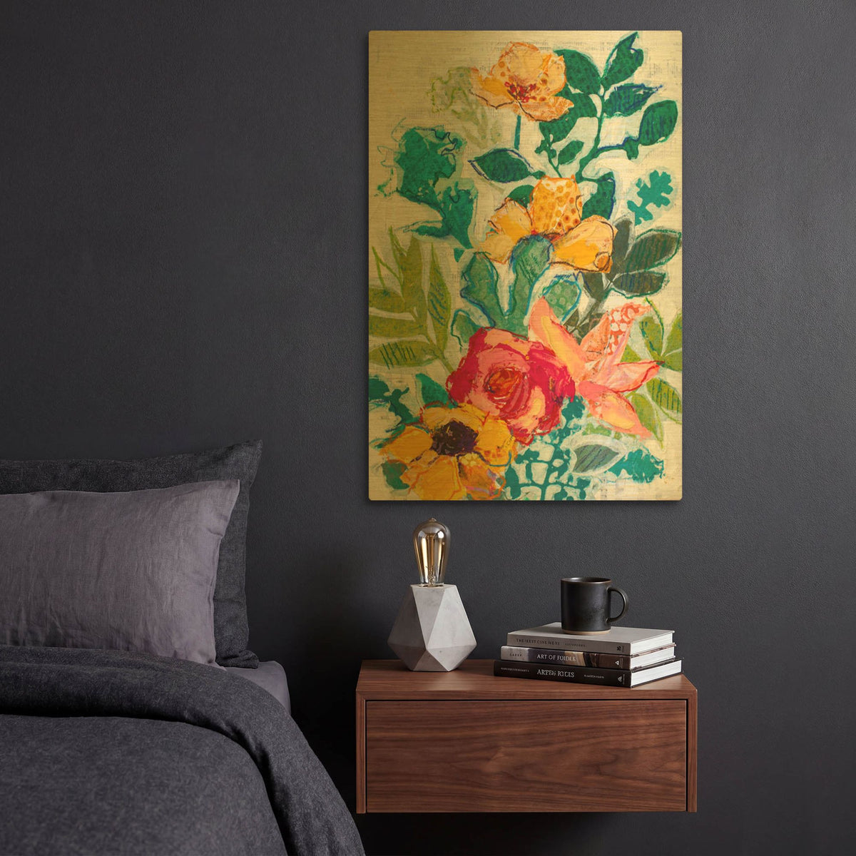 'My Mothers Garden B' By St. Hilaire Elizabeth Gold Metal Wall Art