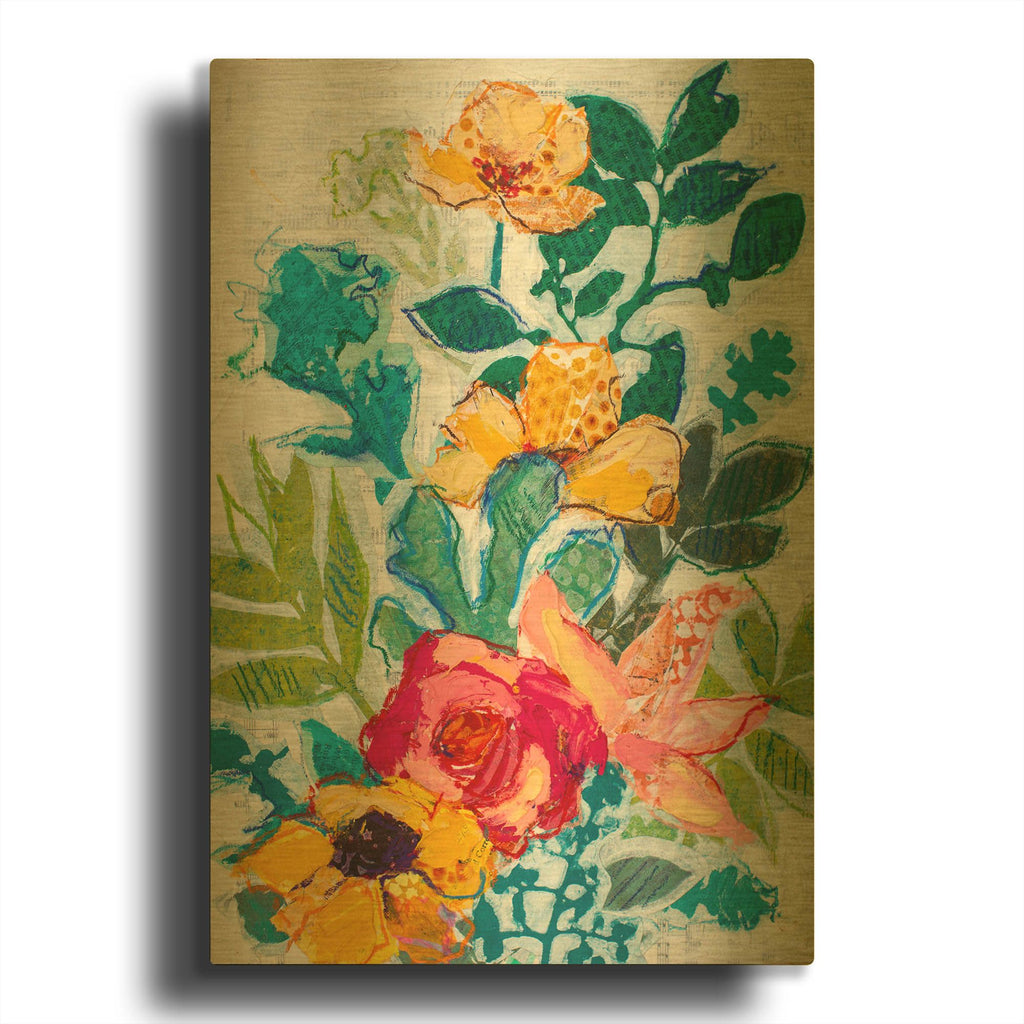 'My Mothers Garden B' By St. Hilaire Elizabeth Gold Metal Wall Art