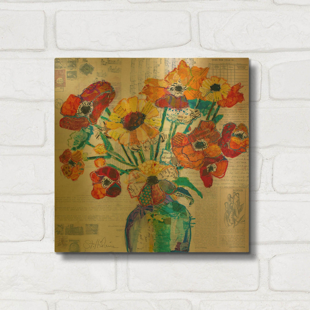 'Happiness A' By St. Hilaire Elizabeth Gold Metal Wall Art