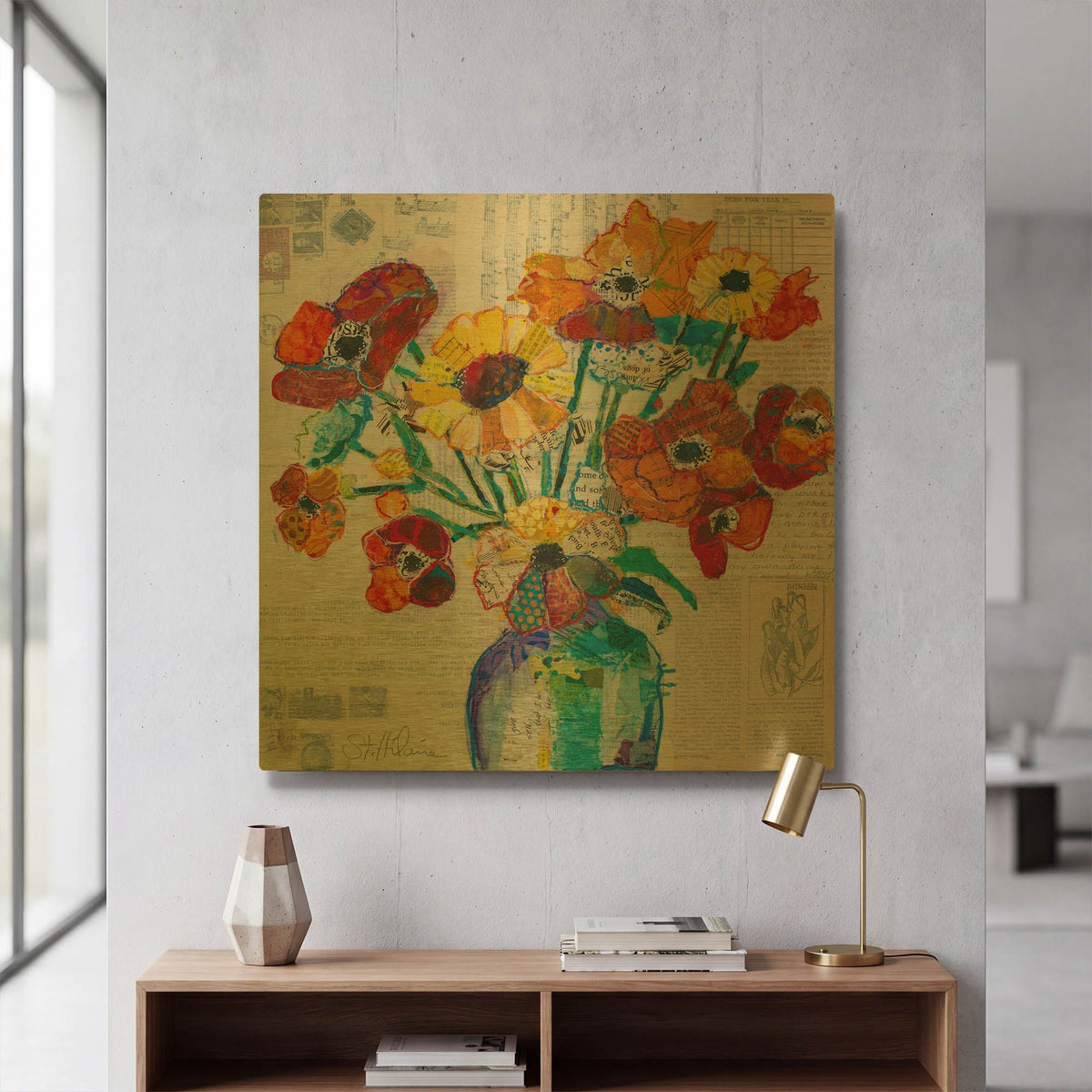 'Happiness A' By St. Hilaire Elizabeth Gold Metal Wall Art
