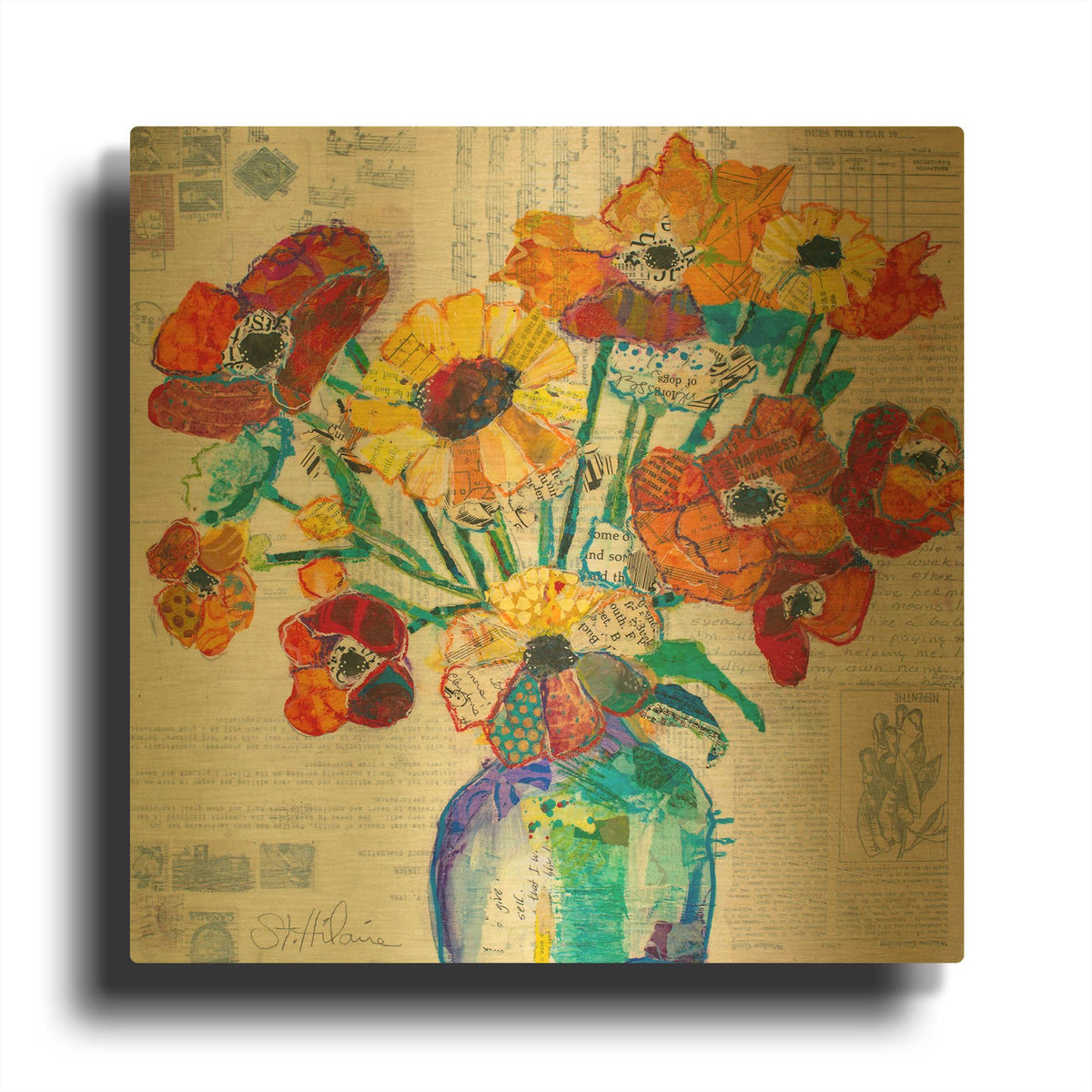 'Happiness A' By St. Hilaire Elizabeth Gold Metal Wall Art