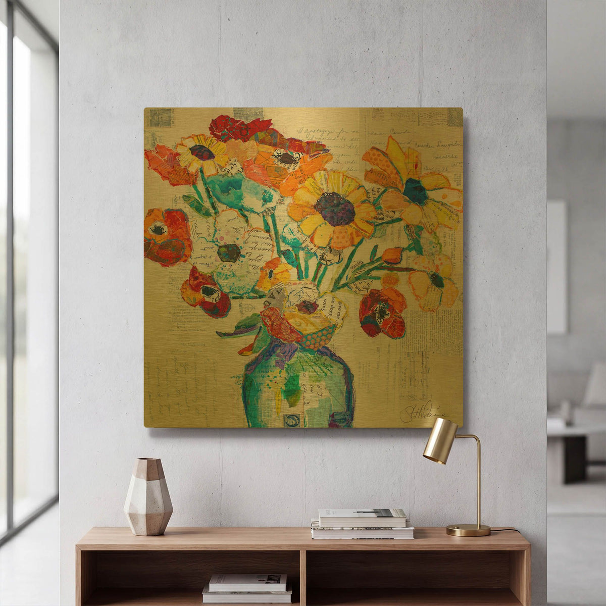 'Happiness B' By St. Hilaire Elizabeth Gold Metal Wall Art