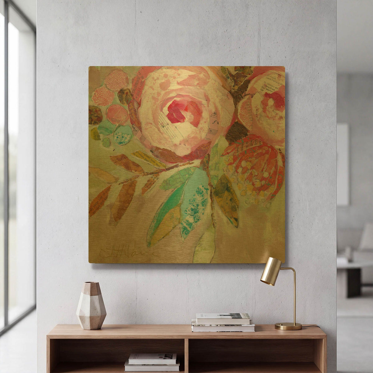 'Dream Floral 3' By St. Hilaire Elizabeth Gold Metal Wall Art