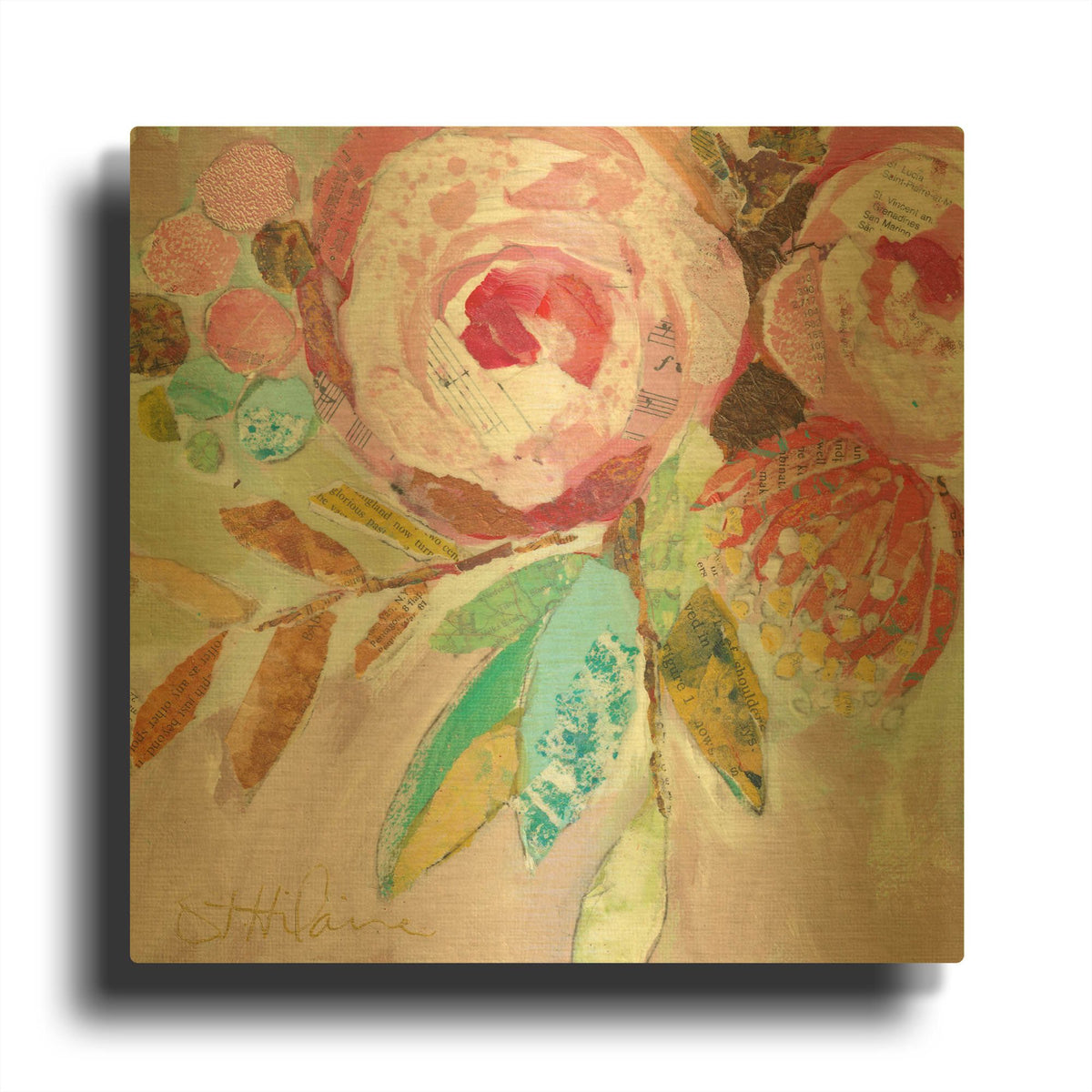 'Dream Floral 3' By St. Hilaire Elizabeth Gold Metal Wall Art