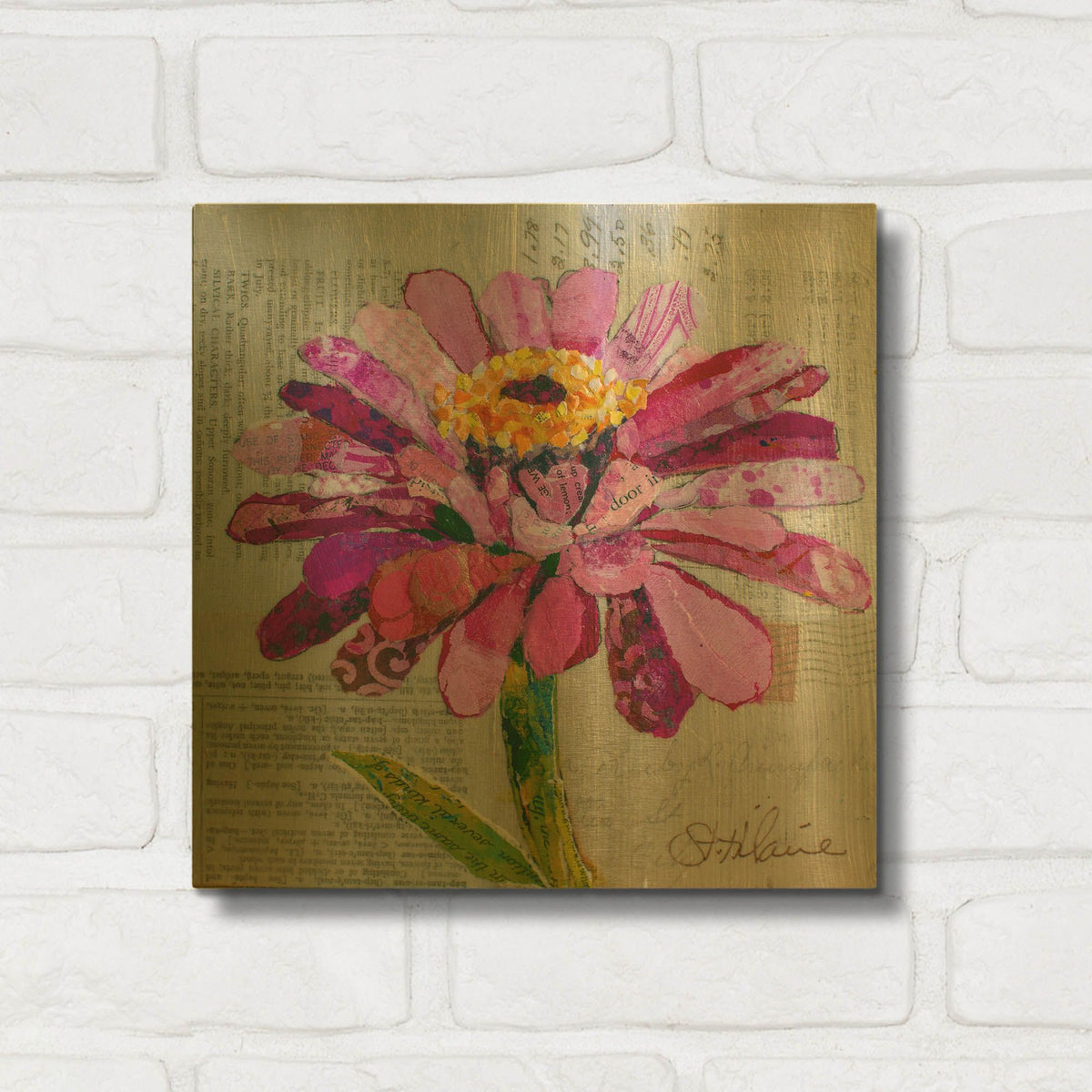 'Z is for Zinnia' By St. Hilaire Elizabeth Gold Metal Wall Art