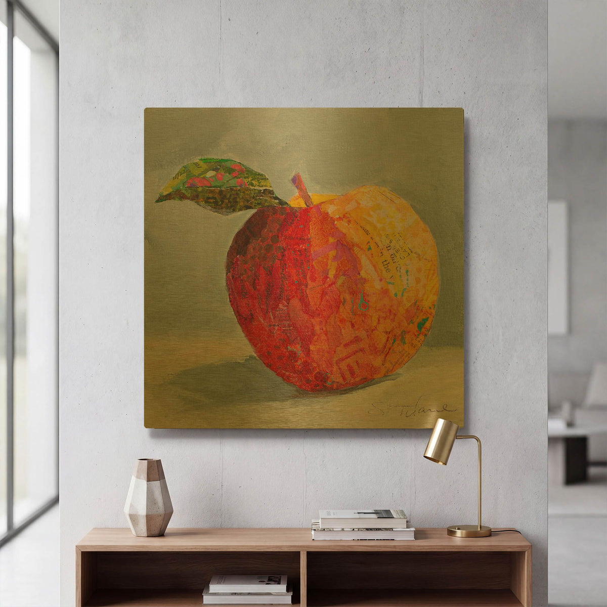 'A is for Apple' By St. Hilaire Elizabeth Gold Metal Wall Art