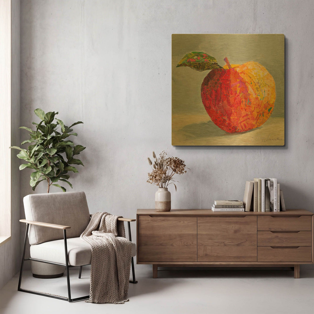 'A is for Apple' By St. Hilaire Elizabeth Gold Metal Wall Art