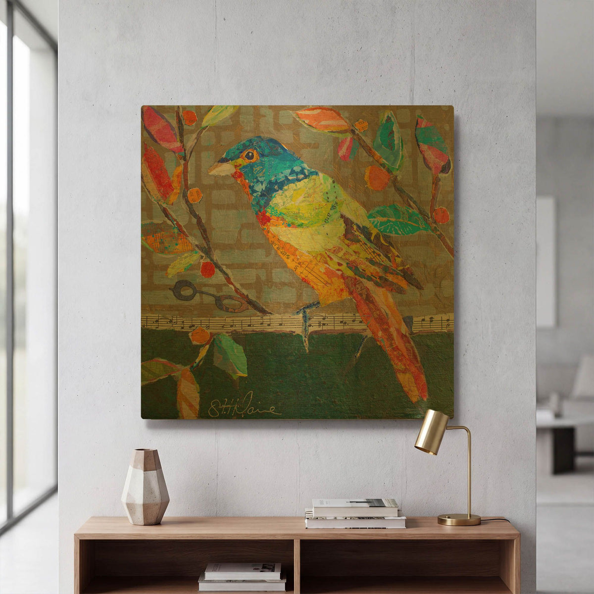 'Bunting Blue' By St. Hilaire Elizabeth Gold Metal Wall Art