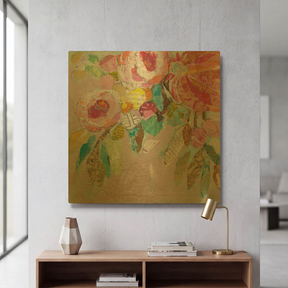 'Dream Floral 1' By St. Hilaire Elizabeth Gold Metal Wall Art