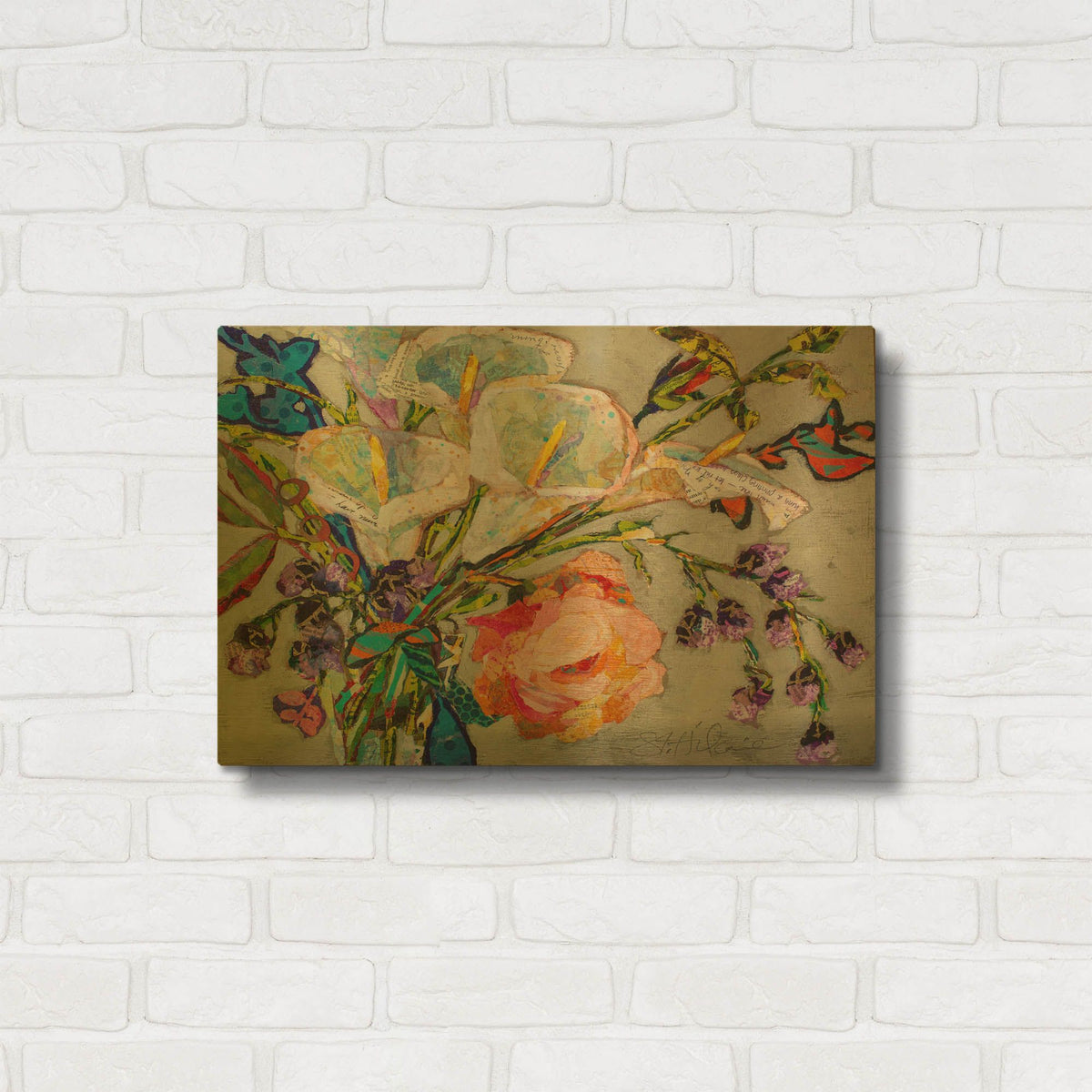 'Calla Lillies' By St. Hilaire Elizabeth Gold Metal Wall Art