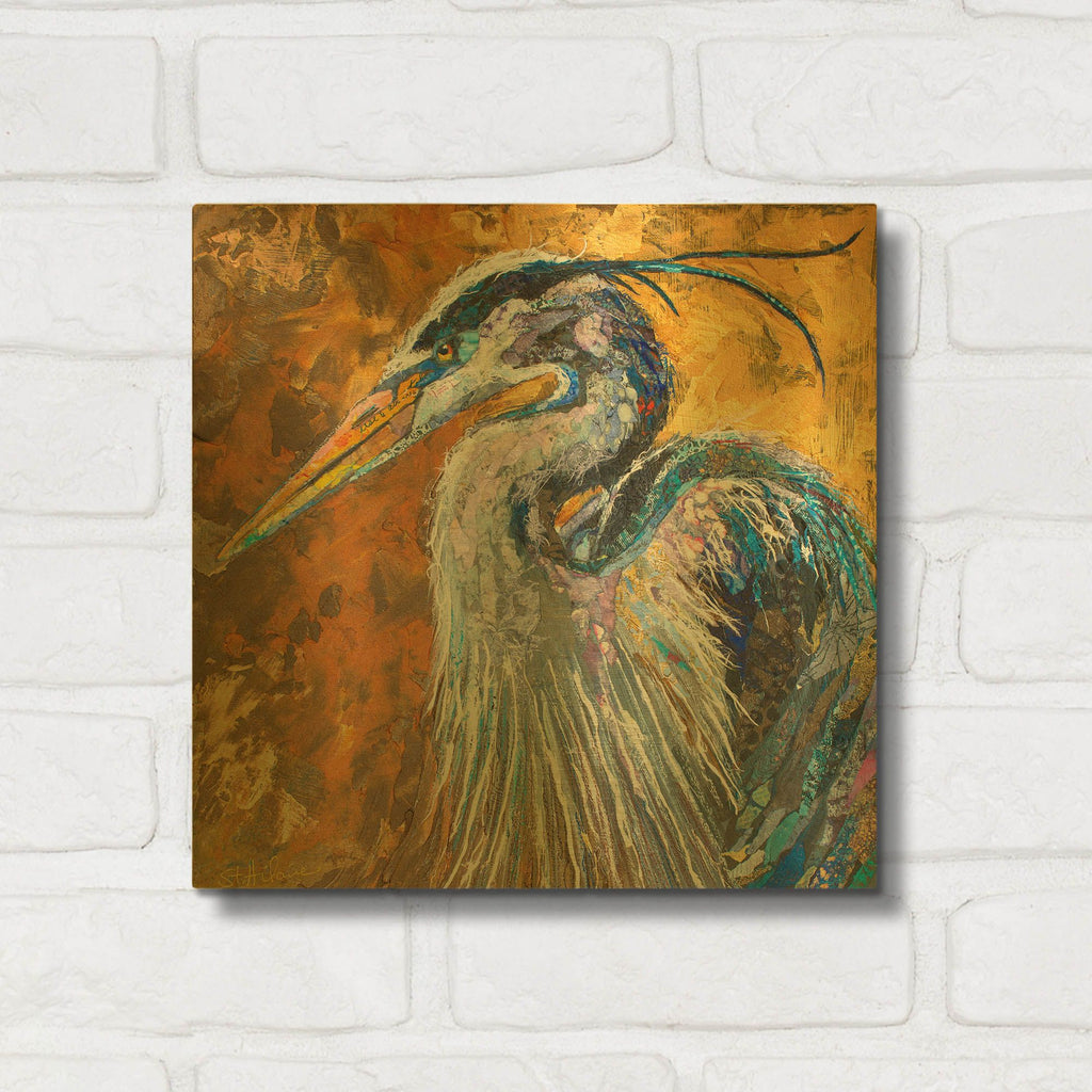 'Great Blue Heron' By St. Hilaire Elizabeth Gold Metal Wall Art