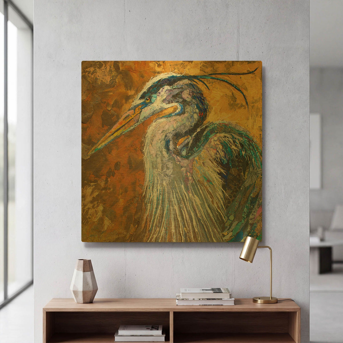 'Great Blue Heron' By St. Hilaire Elizabeth Gold Metal Wall Art