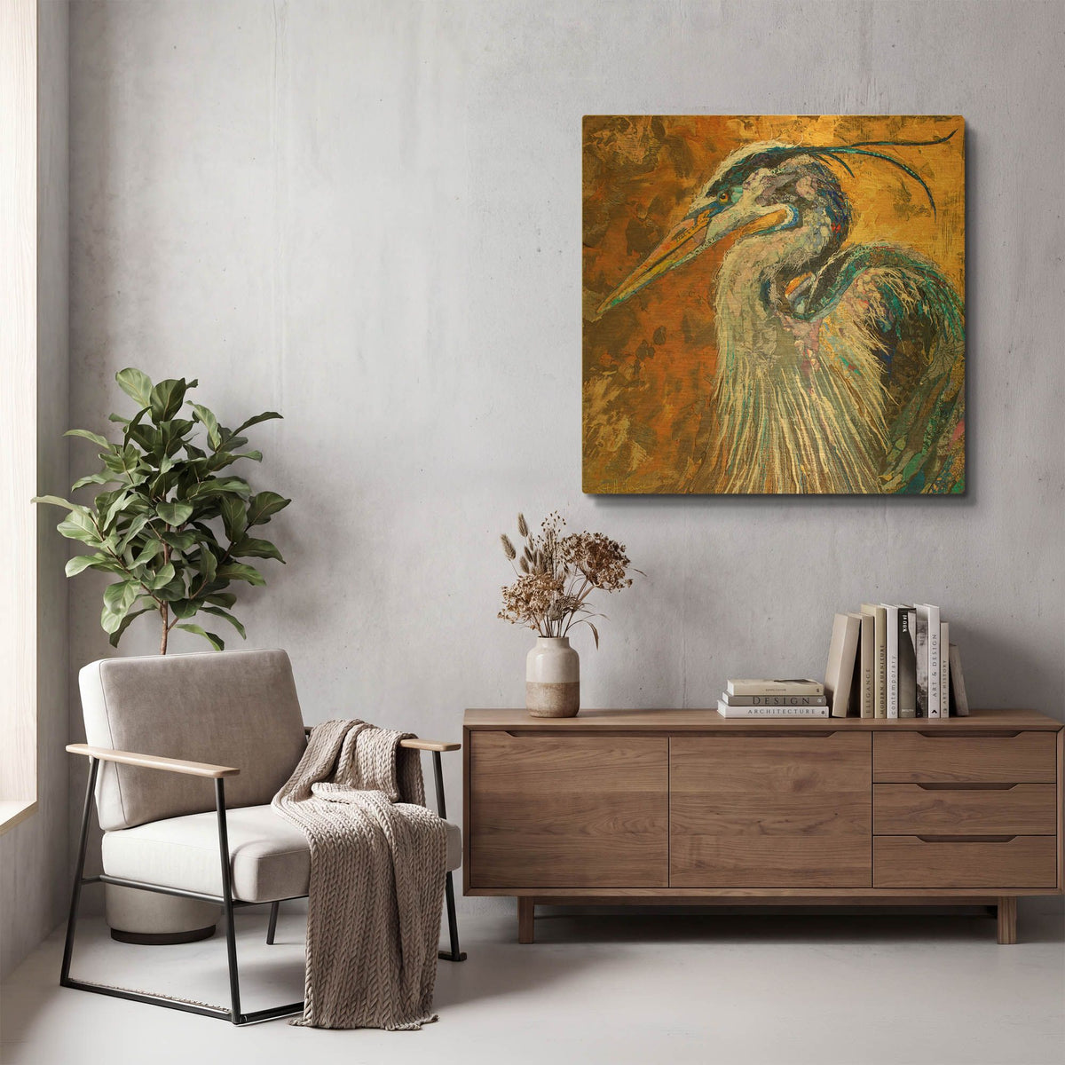 'Great Blue Heron' By St. Hilaire Elizabeth Gold Metal Wall Art
