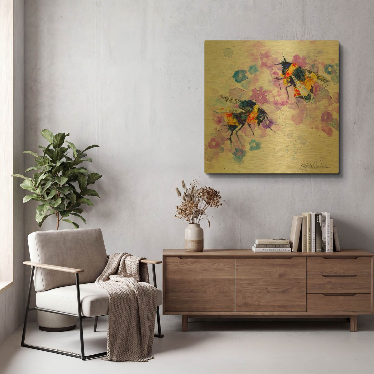 'We Are Bees' By St. Hilaire Elizabeth Gold Metal Wall Art