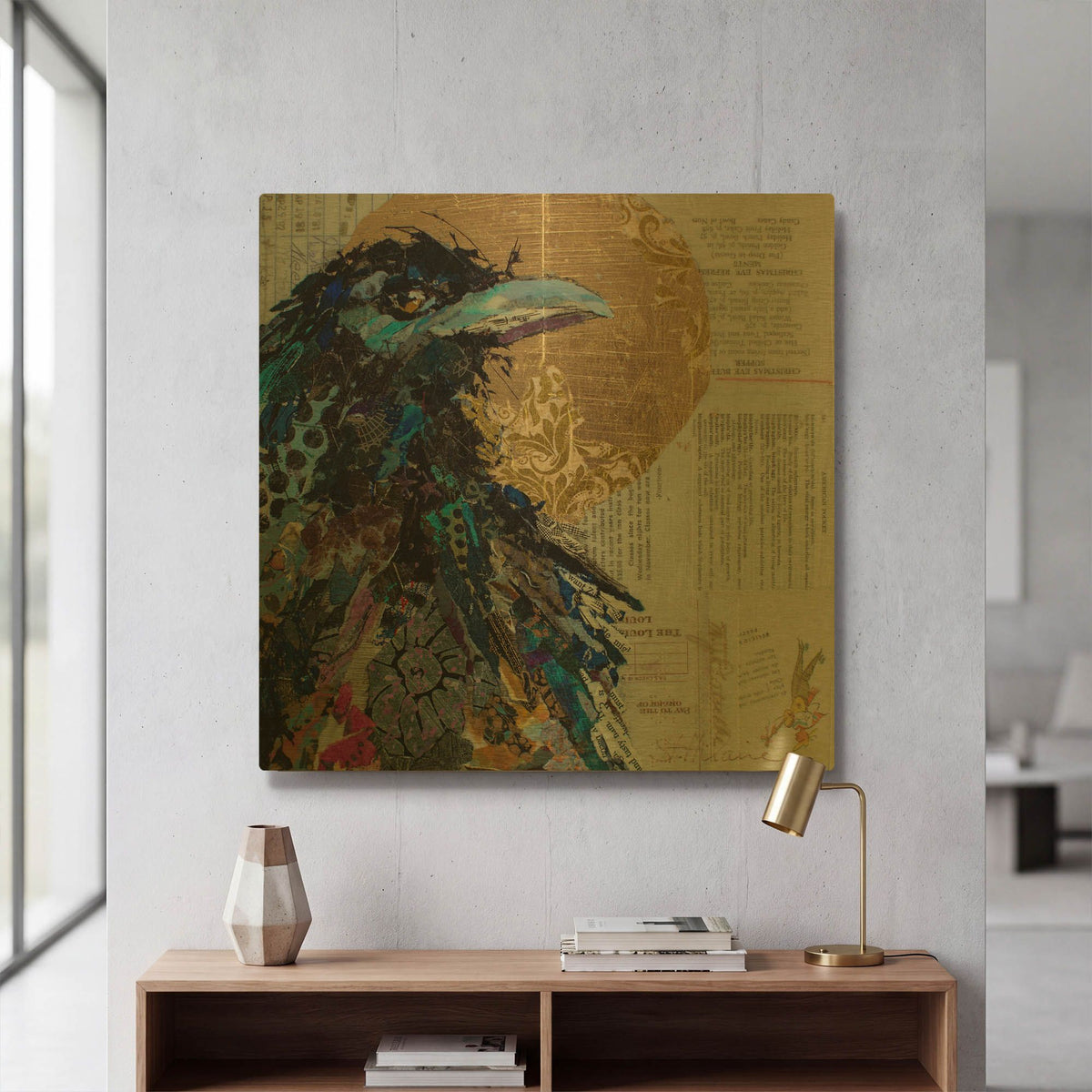 'Raven 7' By St. Hilaire Elizabeth Gold Metal Wall Art