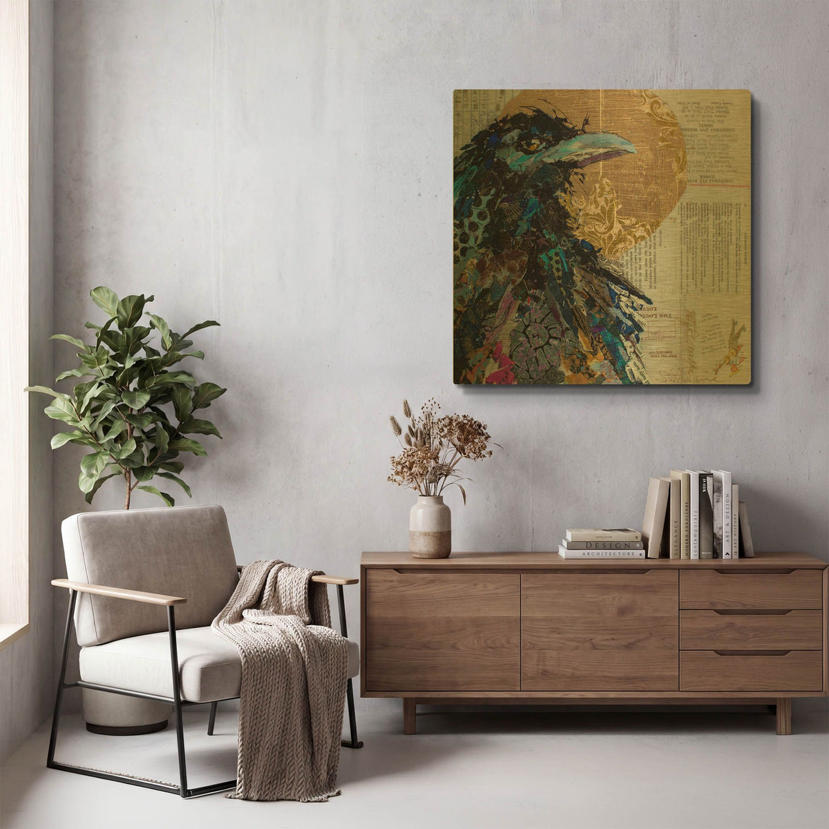 'Raven 7' By St. Hilaire Elizabeth Gold Metal Wall Art