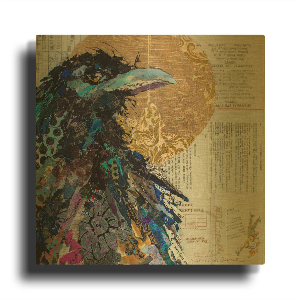 'Raven 7' By St. Hilaire Elizabeth Gold Metal Wall Art