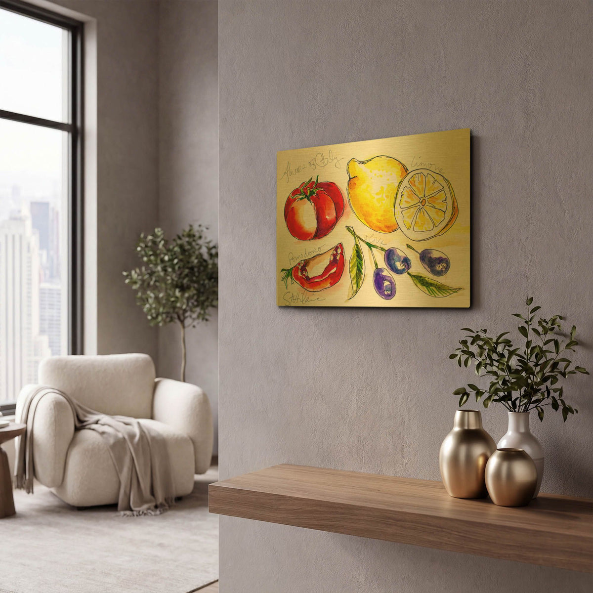'Flavors of Italy' By St. Hilaire Elizabeth Gold Metal Wall Art