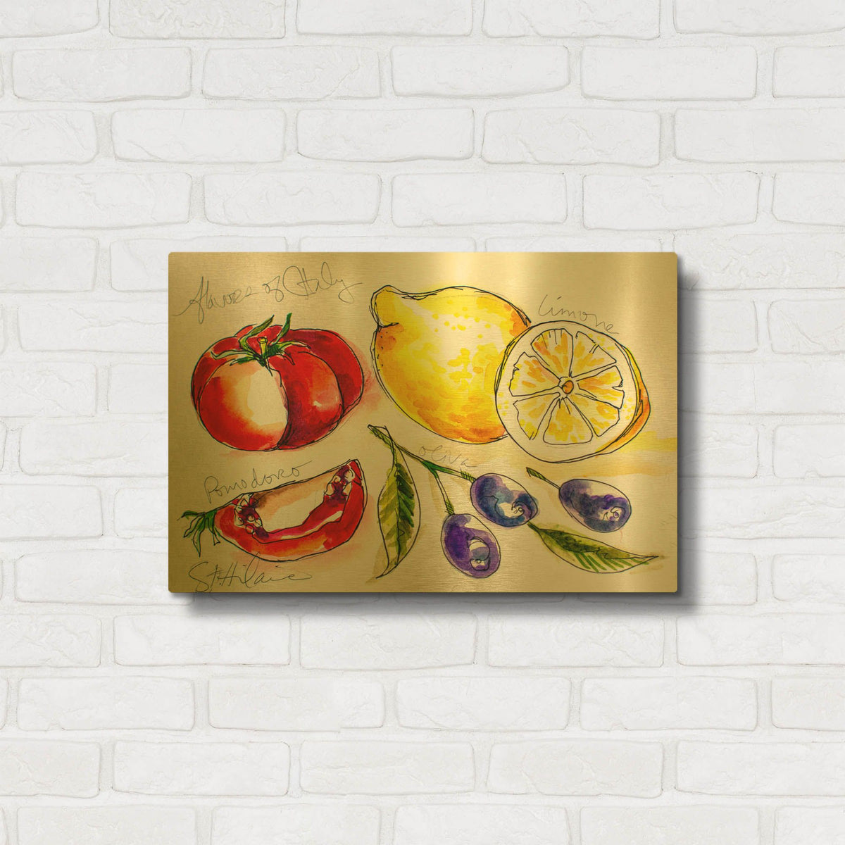 'Flavors of Italy' By St. Hilaire Elizabeth Gold Metal Wall Art