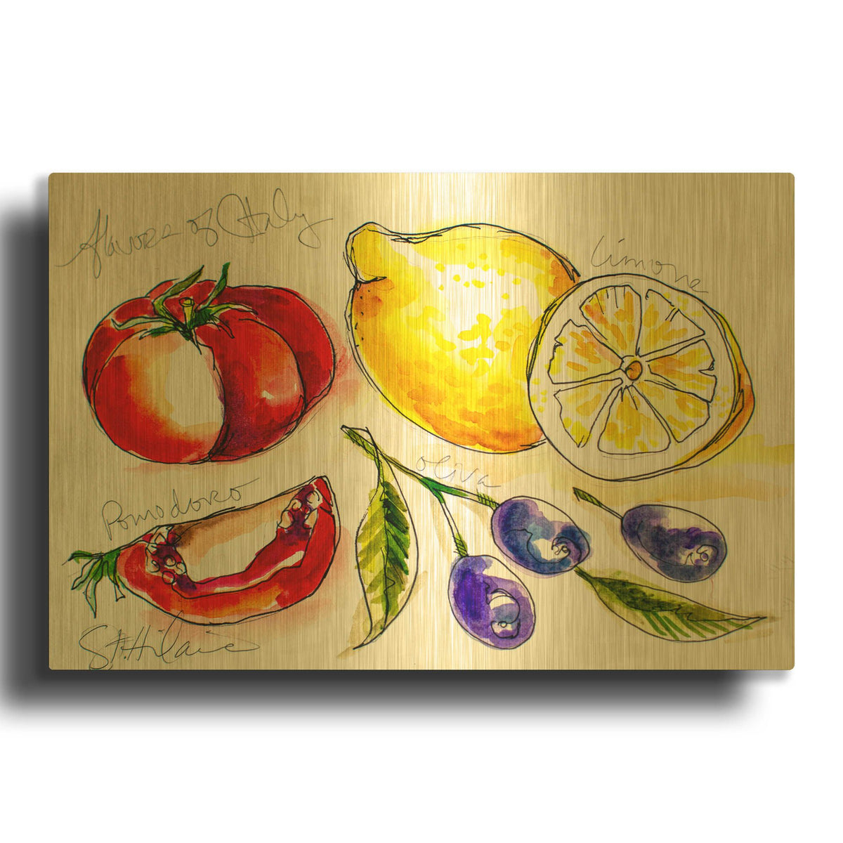 'Flavors of Italy' By St. Hilaire Elizabeth Gold Metal Wall Art