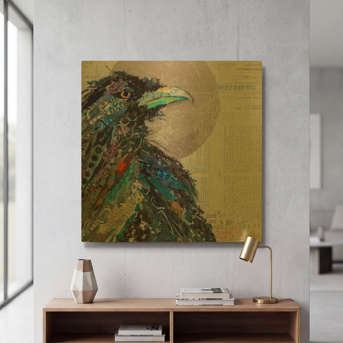 'Raven 3' By St. Hilaire Elizabeth Gold Metal Wall Art