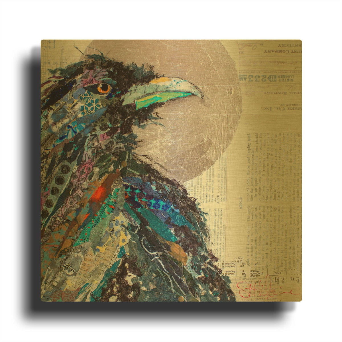 'Raven 3' By St. Hilaire Elizabeth Gold Metal Wall Art