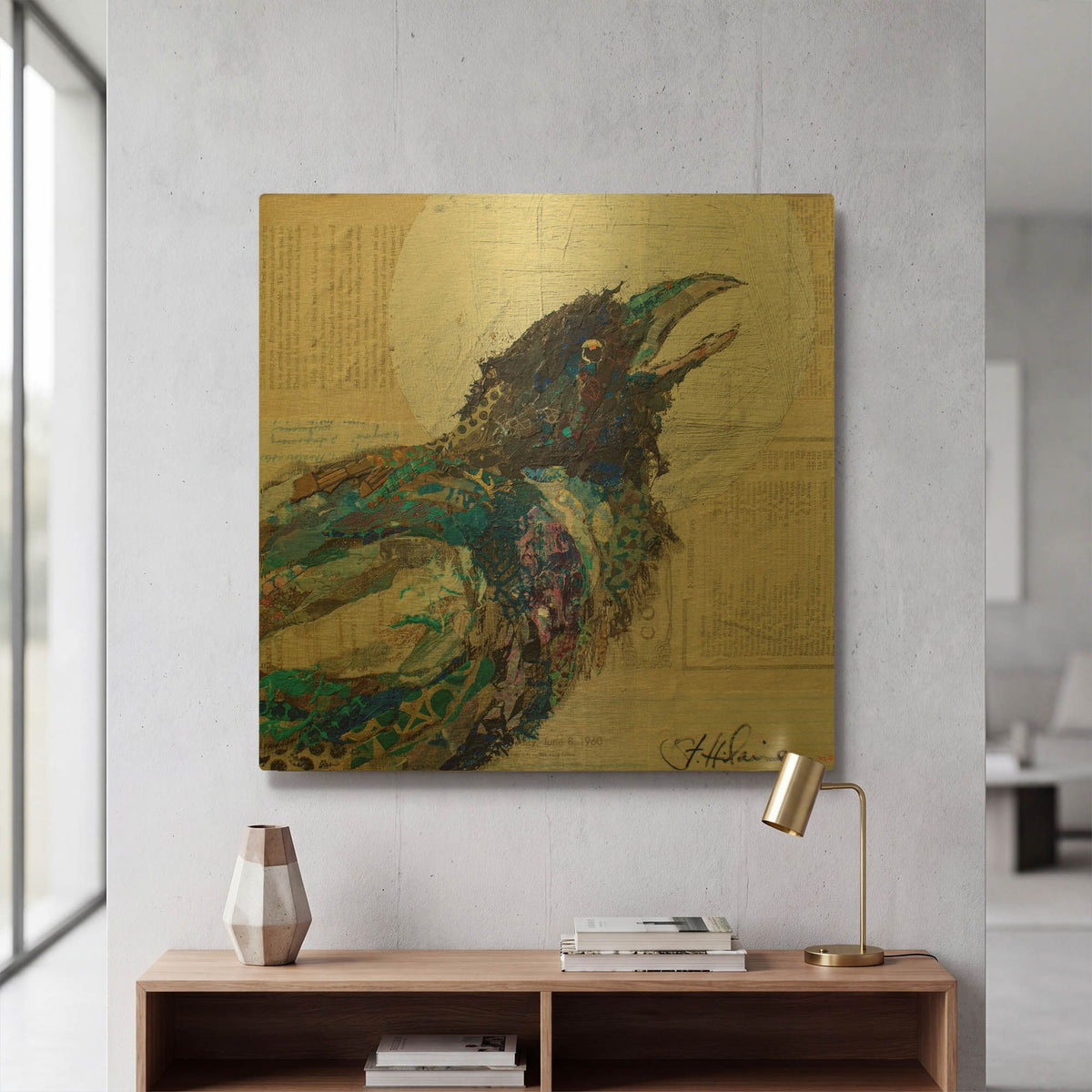 'Raven 6' By St. Hilaire Elizabeth Gold Metal Wall Art