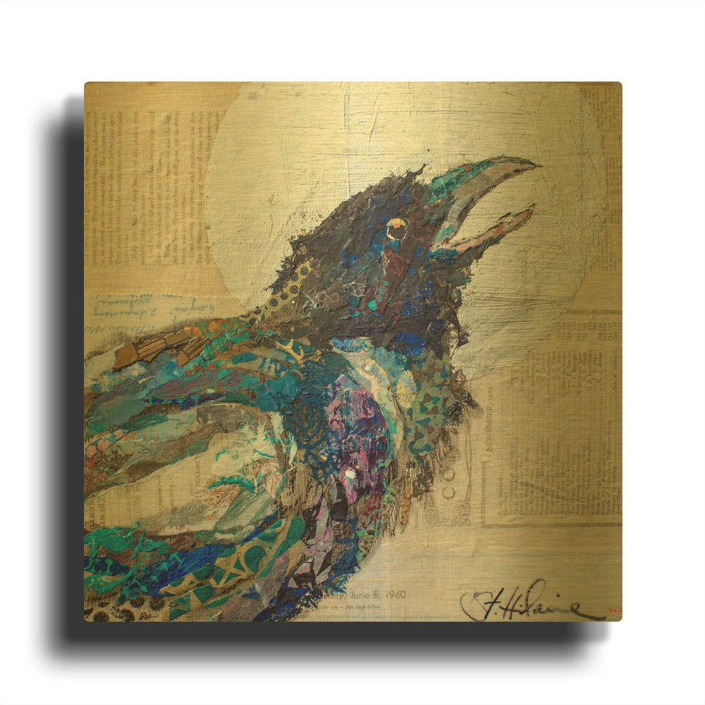 'Raven 6' By St. Hilaire Elizabeth Gold Metal Wall Art