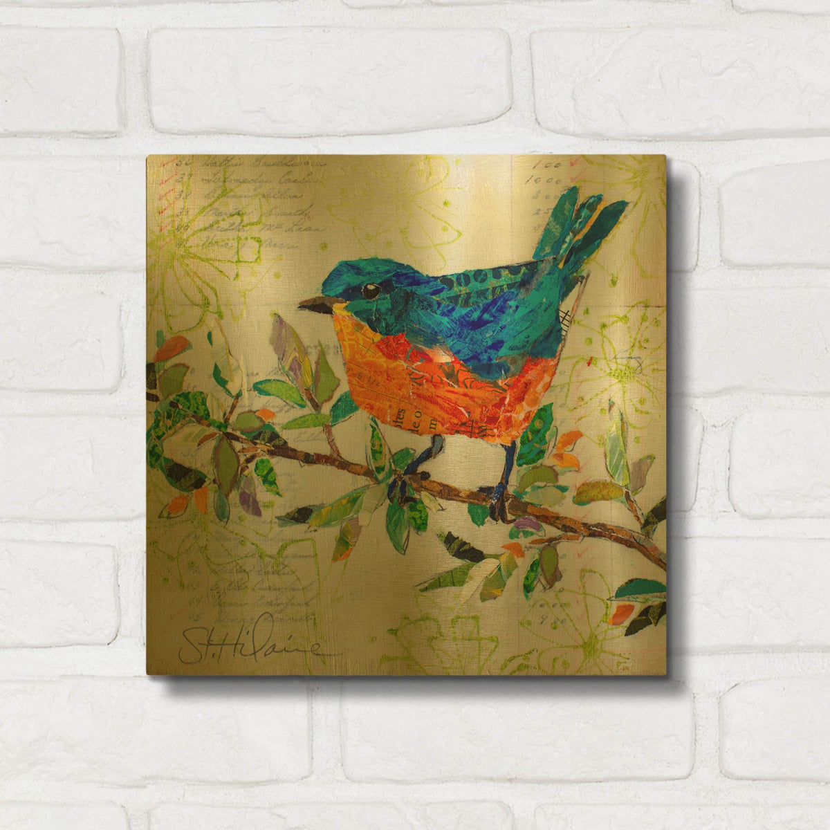 'Happy Bluebird' By St. Hilaire Elizabeth Gold Metal Wall Art