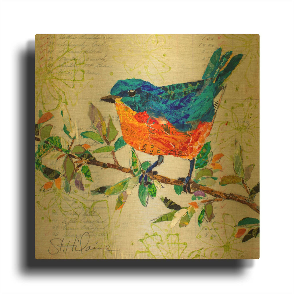 'Happy Bluebird' By St. Hilaire Elizabeth Gold Metal Wall Art