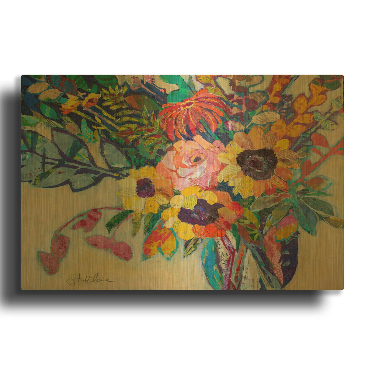 'Fabulous Florals!' By St. Hilaire Elizabeth Gold Metal Wall Art