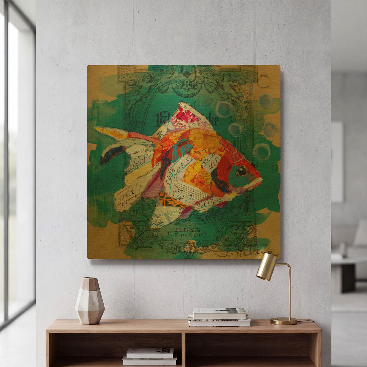 'Fan Tail Fantasy' By St. Hilaire Elizabeth Gold Metal Wall Art