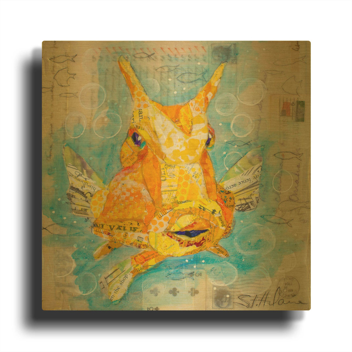 'Cow Fish' By St. Hilaire Elizabeth Gold Metal Wall Art