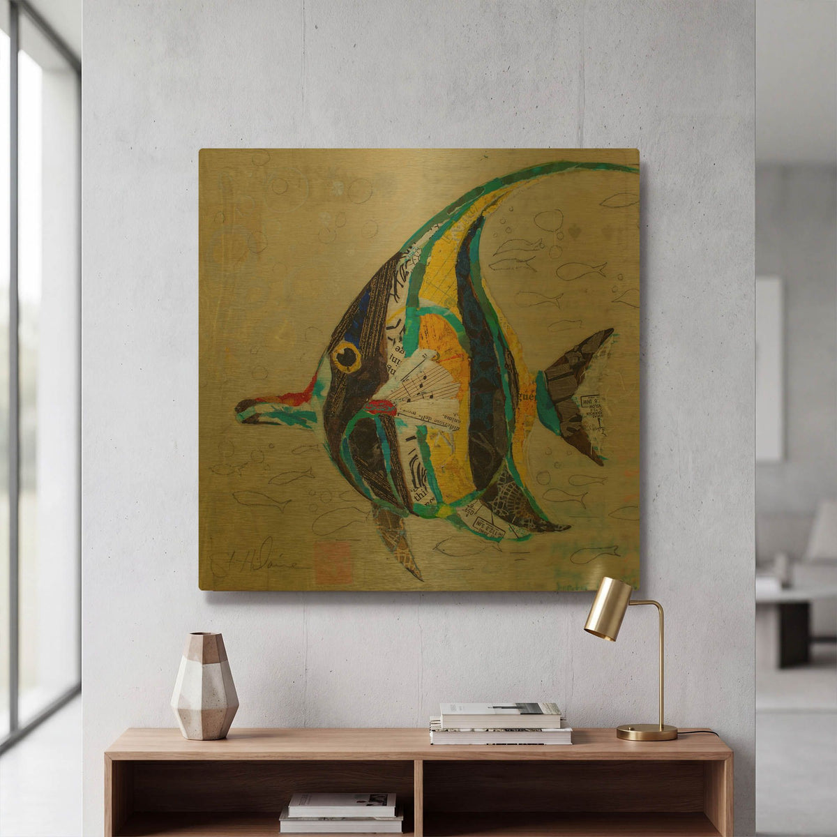 'Moorish Idol' By St. Hilaire Elizabeth Gold Metal Wall Art
