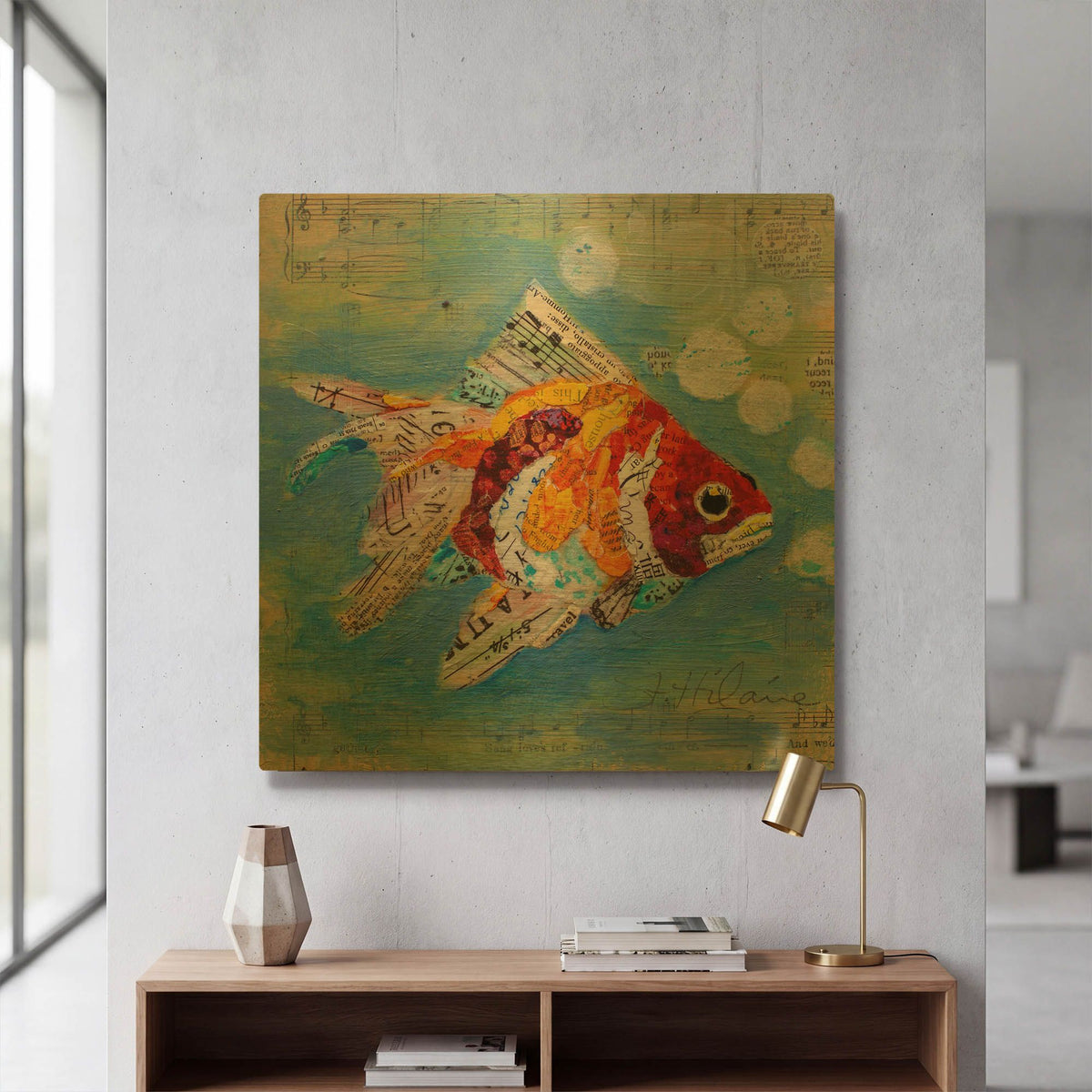 'Fish Tale' By St. Hilaire Elizabeth Gold Metal Wall Art