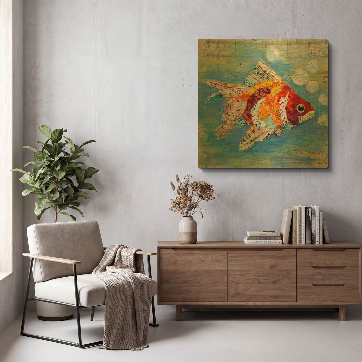 'Fish Tale' By St. Hilaire Elizabeth Gold Metal Wall Art
