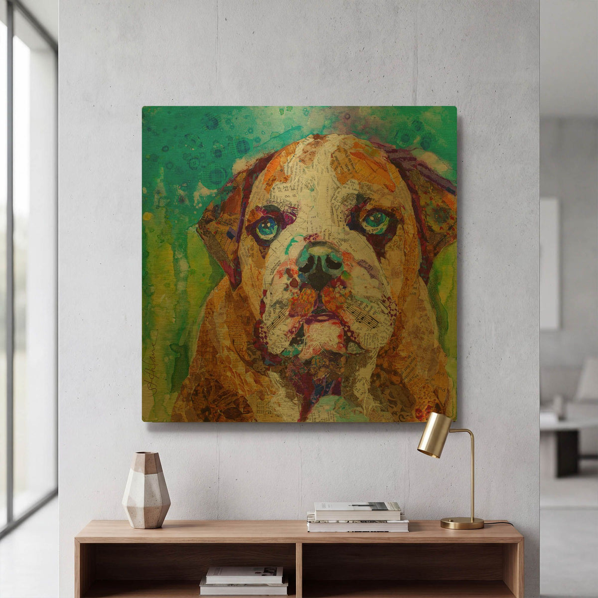 'Bull Dog' By St. Hilaire Elizabeth Gold Metal Wall Art