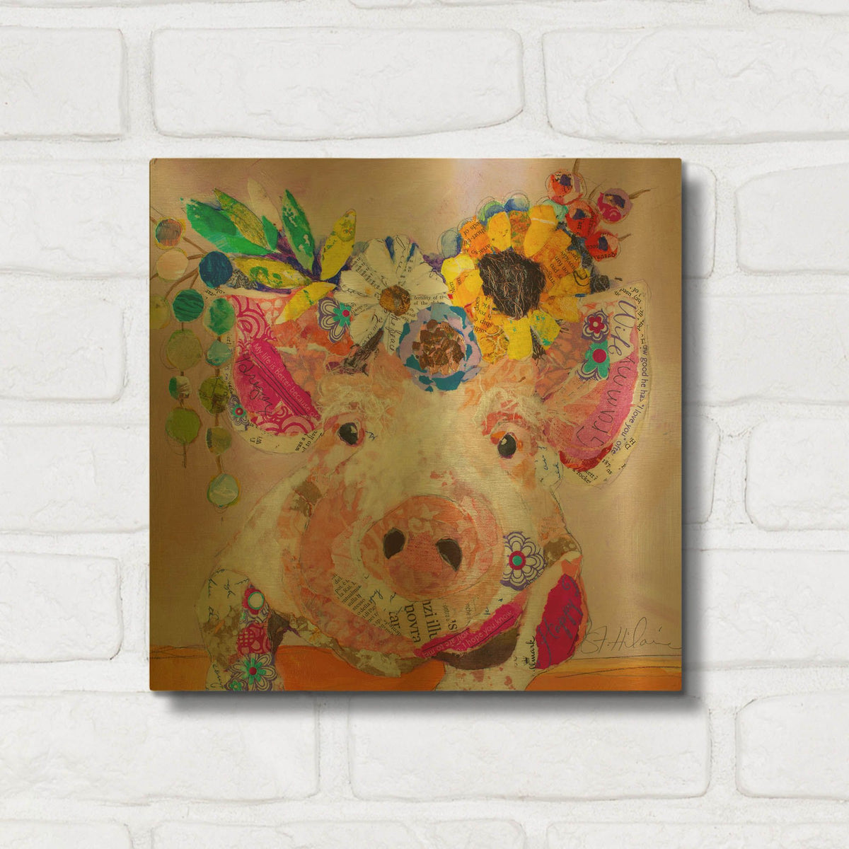 'Miss Piggy' By St. Hilaire Elizabeth Gold Metal Wall Art