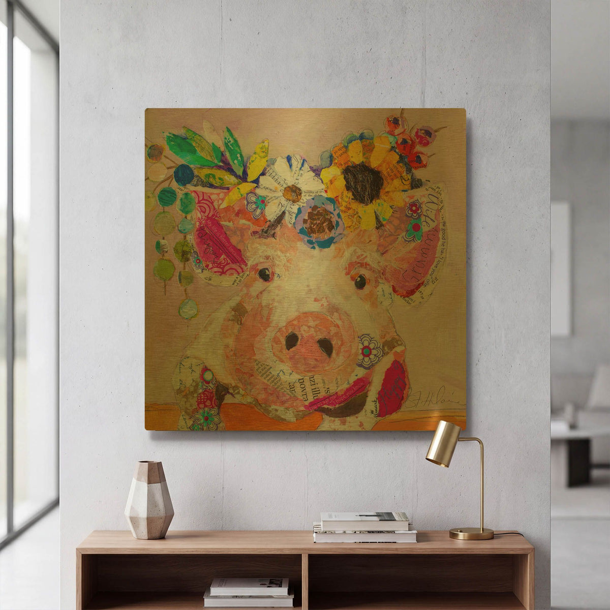 'Miss Piggy' By St. Hilaire Elizabeth Gold Metal Wall Art
