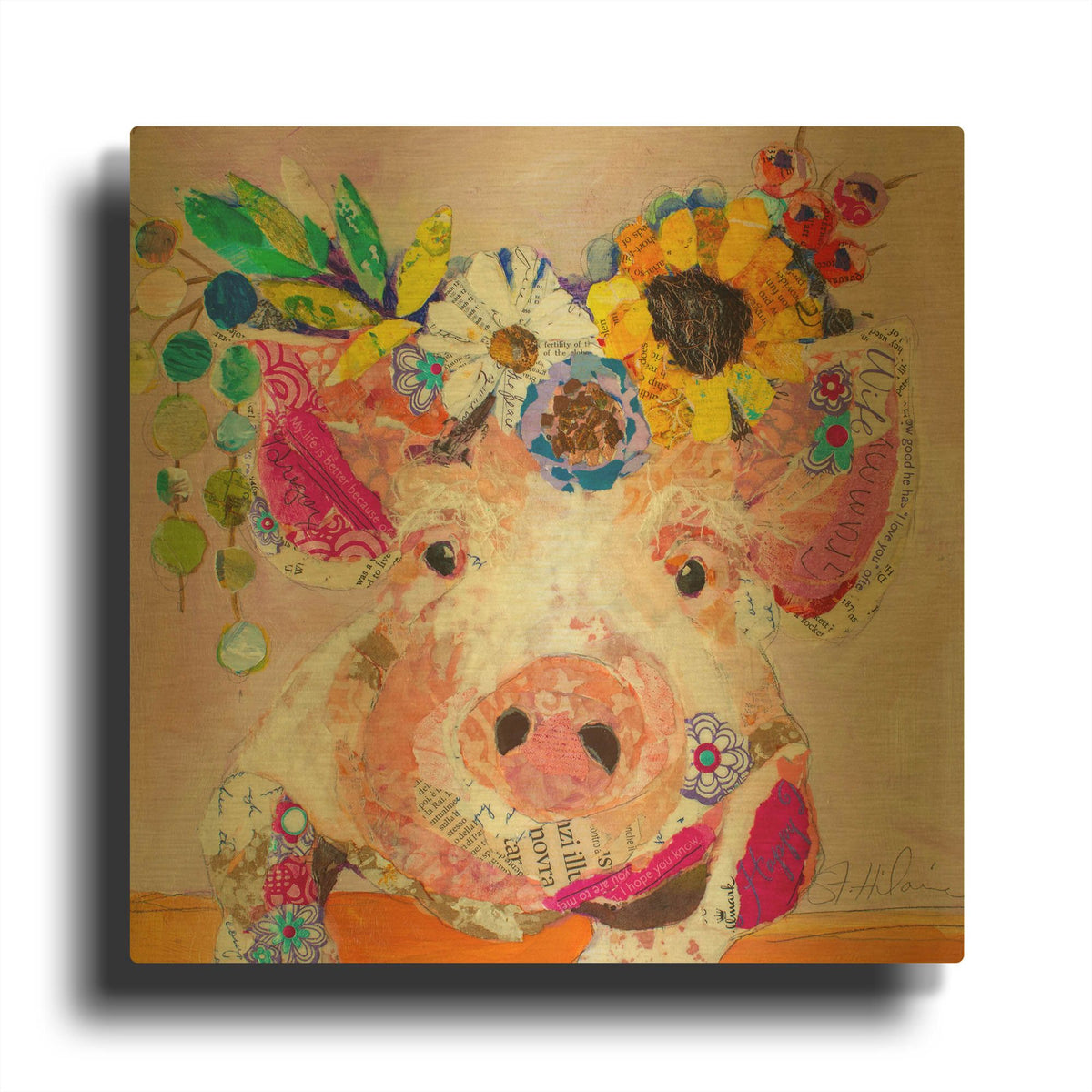 'Miss Piggy' By St. Hilaire Elizabeth Gold Metal Wall Art