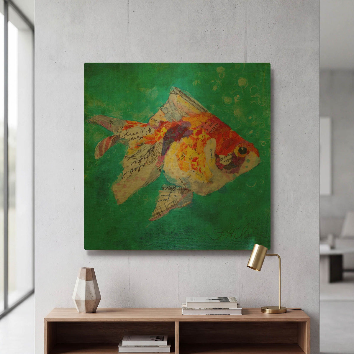 'Just Keep Swimming' By St. Hilaire Elizabeth Gold Metal Wall Art