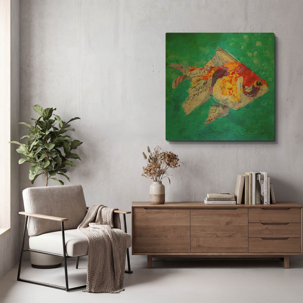 'Just Keep Swimming' By St. Hilaire Elizabeth Gold Metal Wall Art