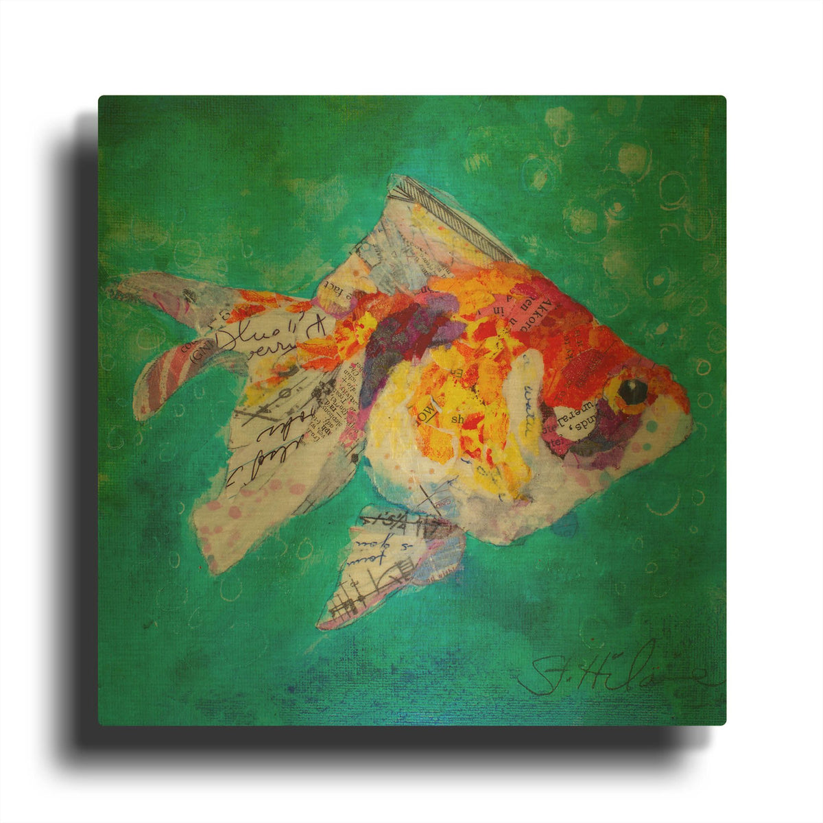 'Just Keep Swimming' By St. Hilaire Elizabeth Gold Metal Wall Art