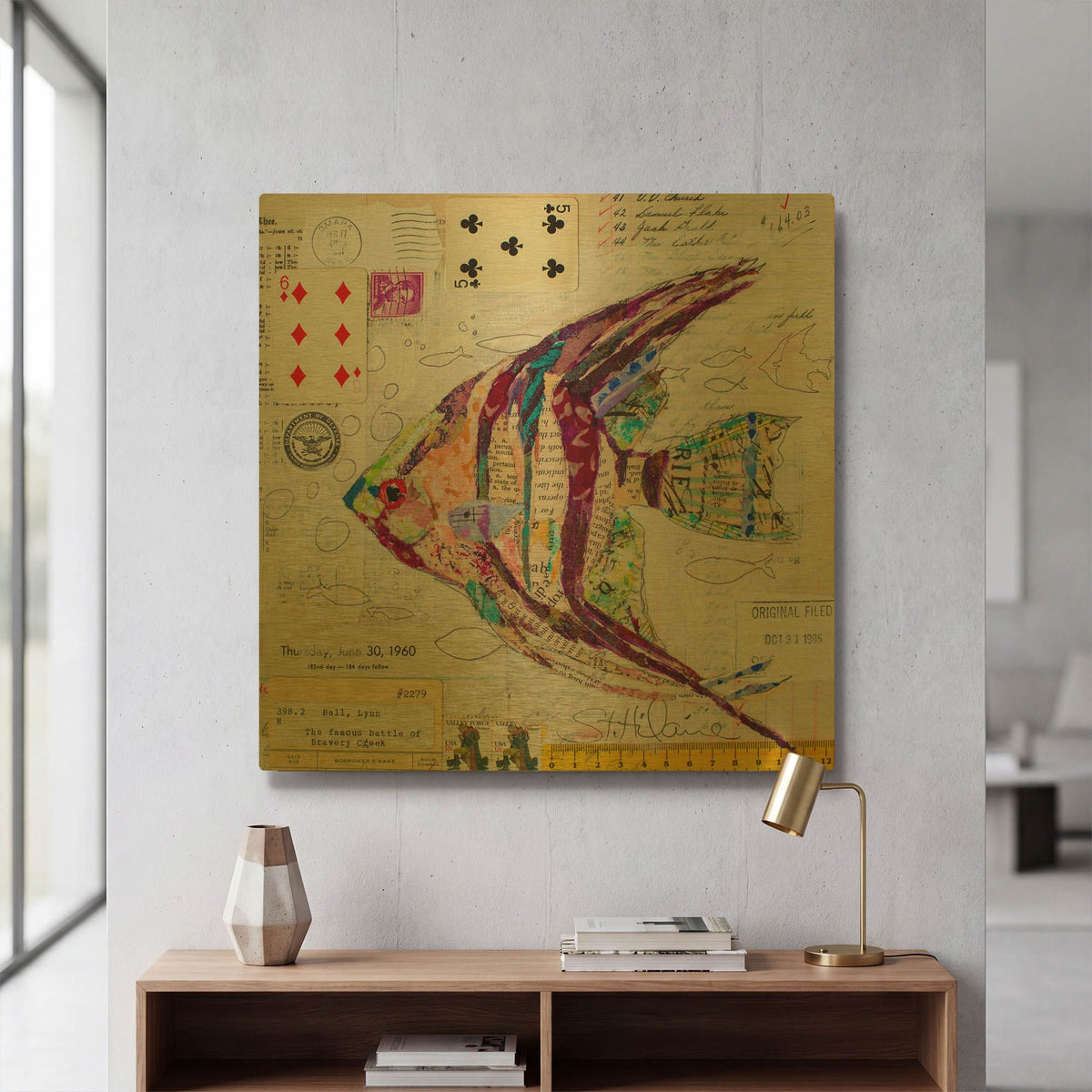'Angel Fish at Bravery Creek' By St. Hilaire Elizabeth Gold Metal Wall Art