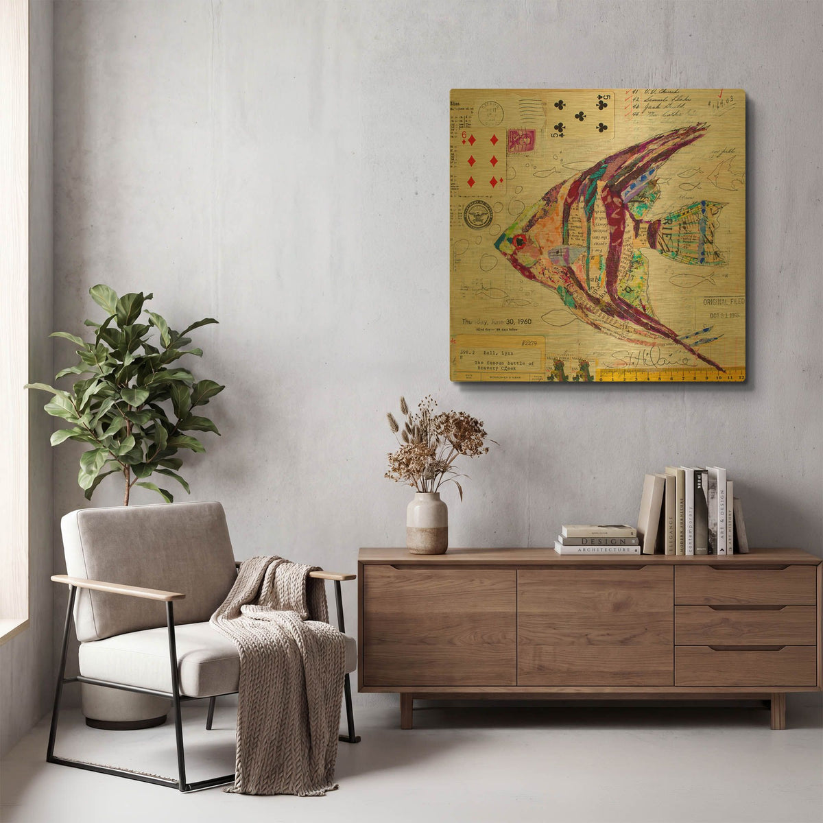 'Angel Fish at Bravery Creek' By St. Hilaire Elizabeth Gold Metal Wall Art
